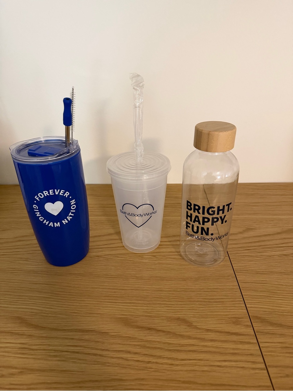 Bath & Body Works Clear & Blue Assorted Drinkware Trio